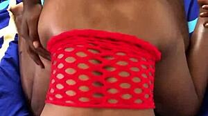 Hot black babe bent over for doggystyle fucking.