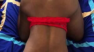 Hot black babe bent over for doggystyle fucking.