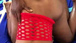 Hot black babe bent over for doggystyle fucking.