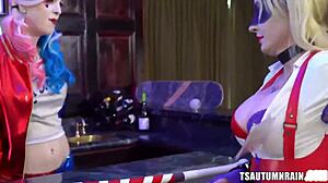 Leya Falcon Packs TS Cutie Autumn Rain's Ass with Huge Toys