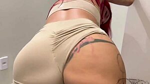 milf wife twerks big ass in shorts for bareback fucking and blowjob