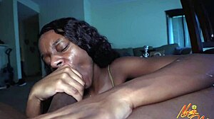 petite 18+ amateur returns for intense blowjob and deepthroat with black partner