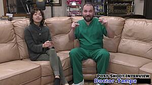 dr tampa - brooklyn rossis first gyno exam with petite natural tits.