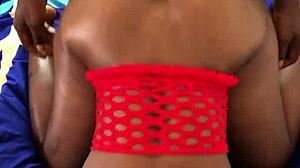 Hot black babe bent over for doggystyle fucking.