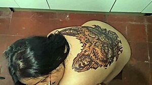 Chubby swallows all her milk in slow motion, her fat ass jiggling.