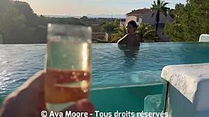 Jolie Brune Cums Everywhere Facing Neighbors Then Sucks Big Cock For Cum On Tits