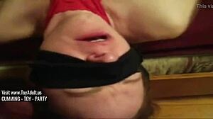 Watch this threesome fisting with huge toys and cum on boobs!