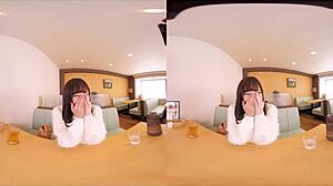 Japanese VR cosplay babe exposes boobs for raw sex