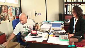 Mature brunette slut turns job interview into dirty anal doggystyle cumshot.