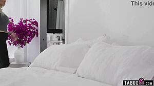 Lesbian couple hires naughty teen nanny River Lynn for some fun.