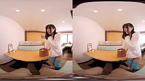 Japanese VR cosplay babe exposes boobs for raw sex