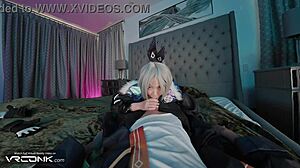 In VR, the Asian Silver Wolf cosplayer sucks and fucks hard in Honkai Star Rail parody