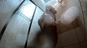 Curvy mother-in-law records shower seduction for me