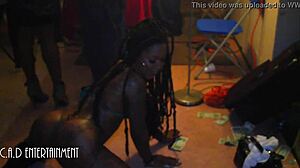 At the party, cad rips clothes off ebony dancer with big ass