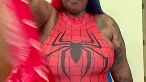 Spider girl shabrim cosplays stripping until 28
