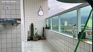 Latina Maid Teases in Tight Shorts on Security Camera