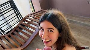 neighbor peep at me naked on the balcony - and i offered him anal sex