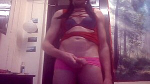 tranny rides that big black dildo hard, moaning as she masturbates with monster cock until cumming