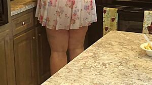 Big Boobed BBW Maid Flashes Juicy Ass and Pussy in Shower Upskirt