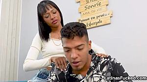 Latina’s back rub turns into gagging on massive dick with sloppy deepthroat