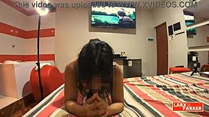 In the room casting, Perla moans as she gets her pussy licked in doggystyle and enjoys the spanking