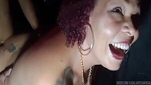 married woman feels overwhelming emotions in glory hole cabin with two well-endowed men