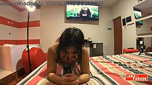 In the room casting, Perla moans as she gets her pussy licked in doggystyle and enjoys the spanking