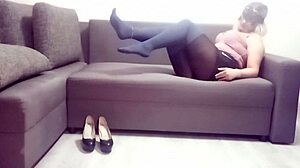 A beautiful Asian woman enjoys relaxing alone at home while her husband is away