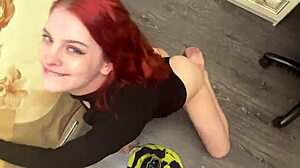redhead teen 18+ with natural tits fucks amateur couple with monster cock