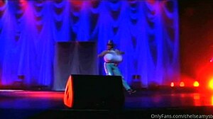 busty stripper rips clothes in huge tits dance