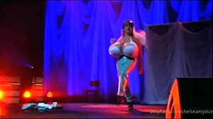 busty stripper rips clothes in huge tits dance