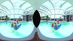 Foursome with big tits and a pool - who gets anal first?