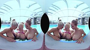 Foursome with big tits and a pool - who gets anal first?