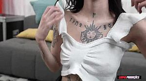 Tattooed latina girl takes hard assfucking and blowjob