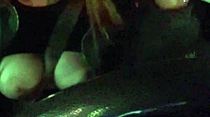 italian hottie flashin her big juicy tits in car solo