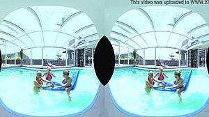 Foursome with big tits and a pool - who gets anal first?