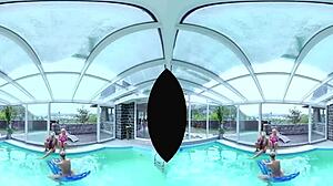 Foursome with big tits and a pool - who gets anal first?