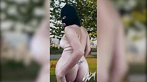 the horny cute shemale ladyboy masturbates in the public park