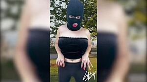 the horny cute shemale ladyboy masturbates in the public park