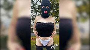 the horny cute shemale ladyboy masturbates in the public park