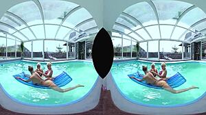 Foursome with big tits and a pool - who gets anal first?