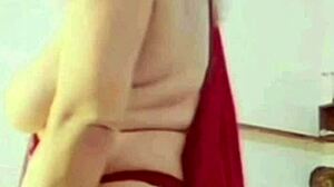 mature woman with big pussy lips and huge natural tits masturbates solo