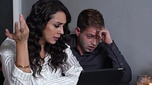 Nicky watches anal porn and lilly teaches him a lesson with doggystyle and handjob