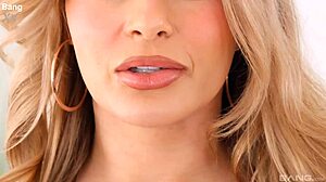 blonde nicole aria strips lingerie for interracial blowjob and squirting in all holes