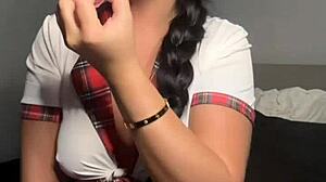 Horny British girl orgasms from solo toy play