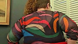 Oh Yes, This Horny Redhead BBW Secretary Flashes Her Big Tits And Panties So Seductively!