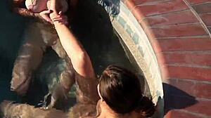 Two hot gals, a cougar and a teen, enjoy outdoor lesbian sex with strapon toys