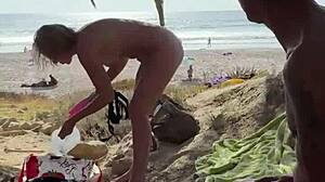 Alexey Panin and Sugarnadya take busty girlfriend to nudist beach San Diego!