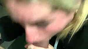 Latina Blonde Slut Sucking Black Cock in Cinema Bathroom!