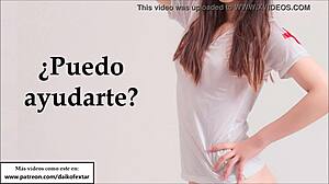 Doctor gives jerk off instructions in Spanish.